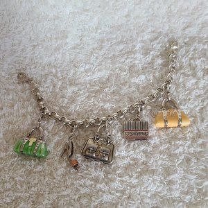 Vintage Sterling Silver and Enamel Handbag Charm Bracelet